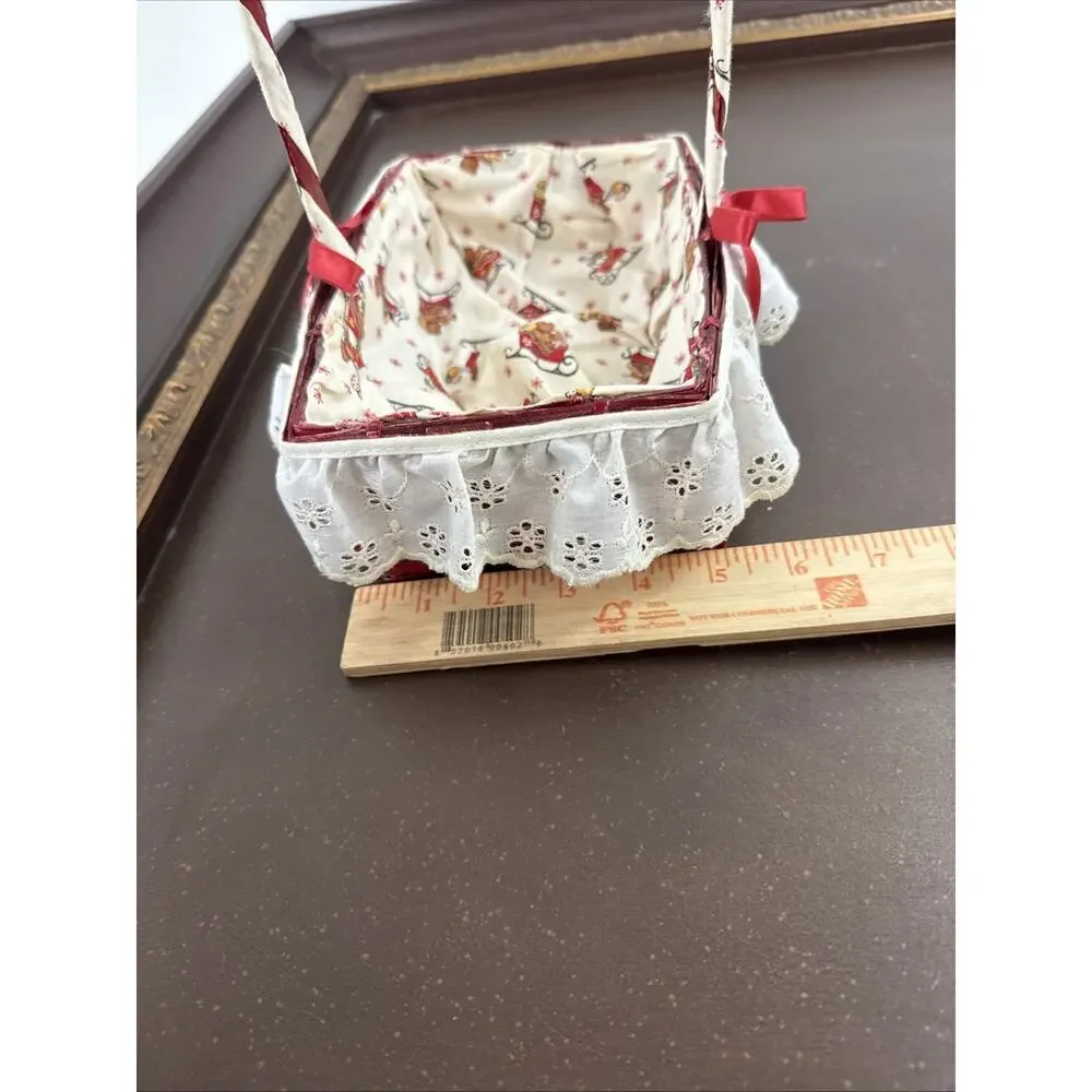 Super Cute Small Handmade Vintage Decorative Christmas Bear Sleigh Basket